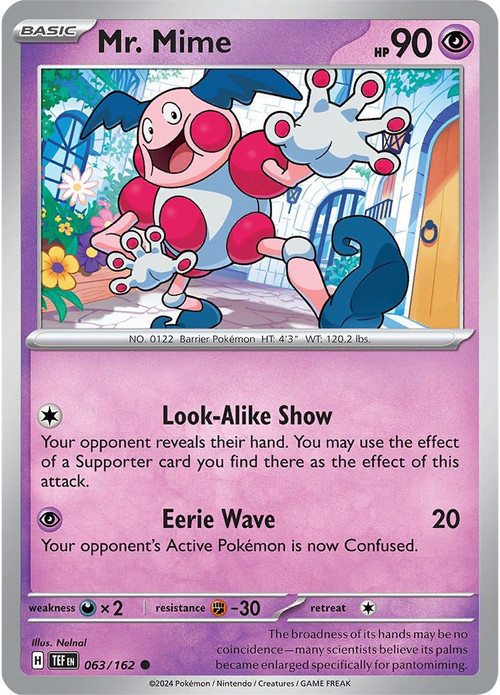 Pokemon Scarlet Violet Temporal Forces Single Card Common Mr. Mime 63 - ToyWiz Pokemon Scarlet Violet Temporal Forces Single Card Common Mr. Mime 63 - ToyWiz