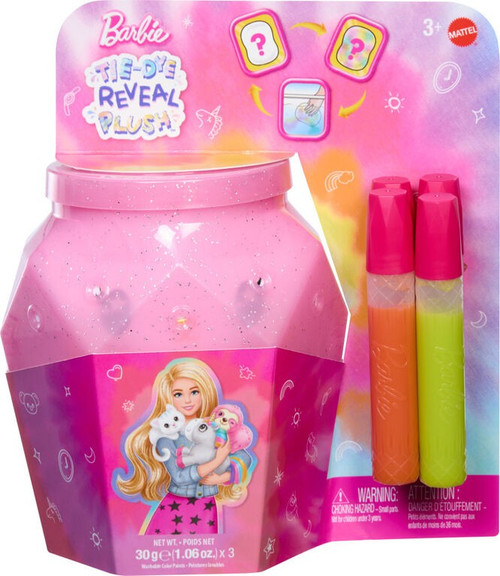 Barbie Tie-Dye Reveal Plush 1 RANDOM Character, Pink Mattel Toys - ToyWiz