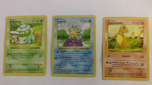 Pokemon Base Set Single Card Common Squirtle, Charmander Bulbasaur