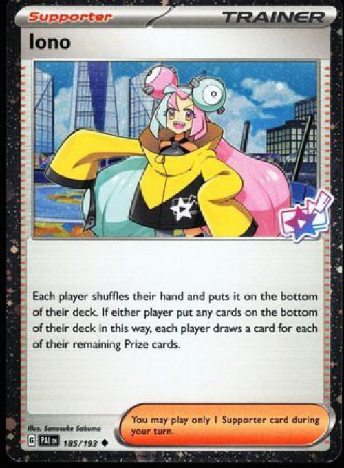 iono pokemon tcg card - 185/193 - Paldea Evolved - Reverse Holo Pokemon this PSA 9 card is the perfect way to showcase your collection. Iono (Paldean Wonders #106/131, 2-Stars)