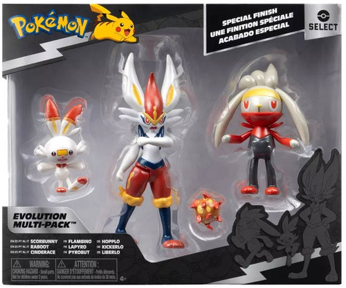 Pokemon Select Scorbunny, Flambino Hopplo 3 Evolution Figure 3