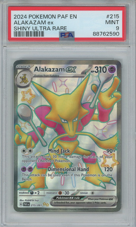 Pokemon Trading Card Game Paldean Fates Single Card Shiny Ultra Rare  Alakazam ex 215 PSA Gem Mint 9 - ToyWiz