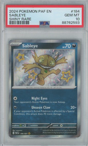 Pokemon Trading Card Game Paldean Fates Baby Shiny Sableye #184 [PSA Gem Mint 10&91;