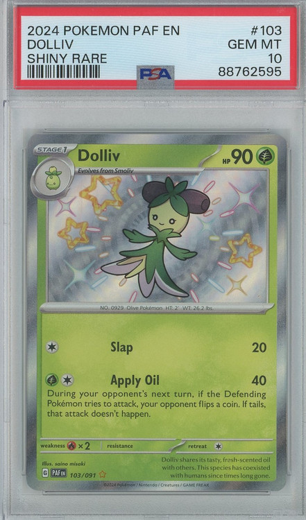 dolliv pokemon card value Pokemon Trading Card Game Paldean Fates Single Card Baby Shiny Dolliv 103  PSA Gem Mint 10