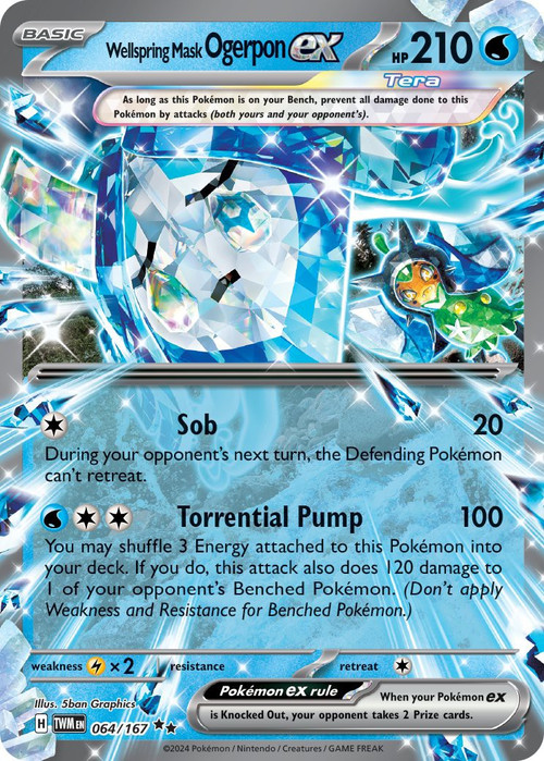 teal mask ogerpon ex pokemon card (25/167) - SV06 Twilight Masquerade Holofoil holofoil pattern or surface detail) Teal Mask Ogerpon EX 020/187