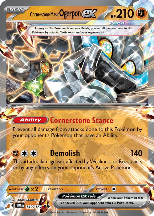 Pokemon Trading Card Game Scarlet & Violet Twilight Masquerade Double Rare Cornerstone Mask Ogerpon ex #112 Pokemon Trading Card Game Scarlet & Violet Twilight Masquerade Double Rare Cornerstone Mask Ogerpon ex #112