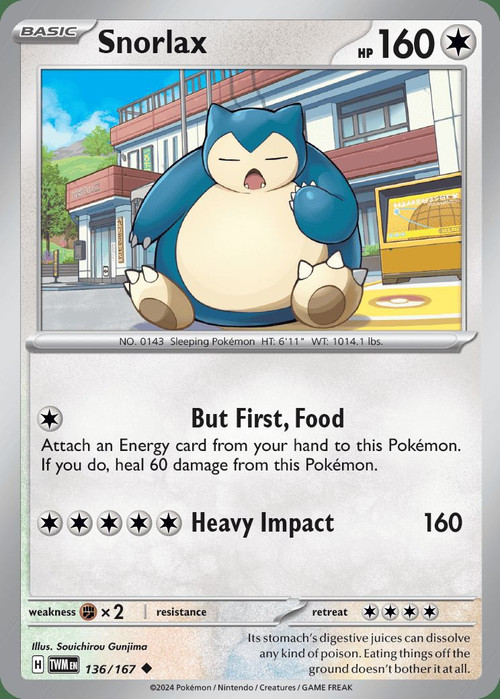 Pokemon Trading Card Game Scarlet Violet Twilight Masquerade Single Card Uncommon Snorlax 136 - ToyWiz Pokemon Trading Card Game Scarlet Violet Twilight Masquerade Single Card Uncommon Snorlax 136 - ToyWiz