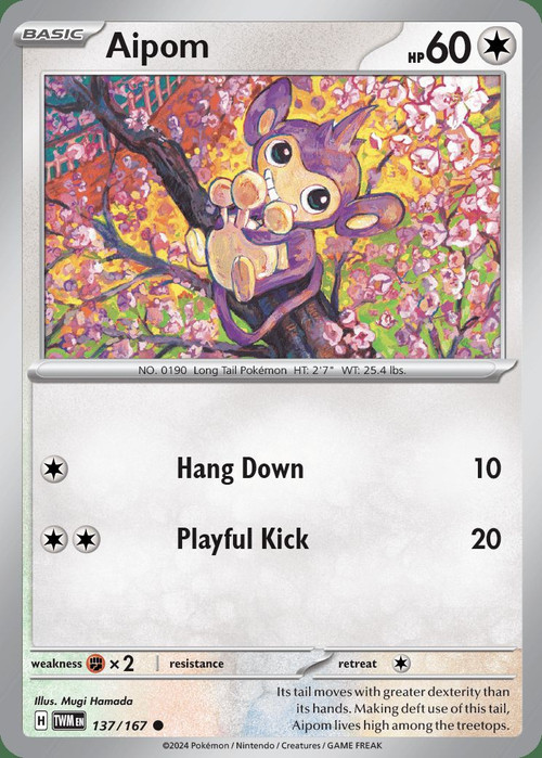 pokemon card aipom (190) [Topps Johto Series 1]  Super Anime Store Evolves from null Type Aipom 056 Pokemon GO -