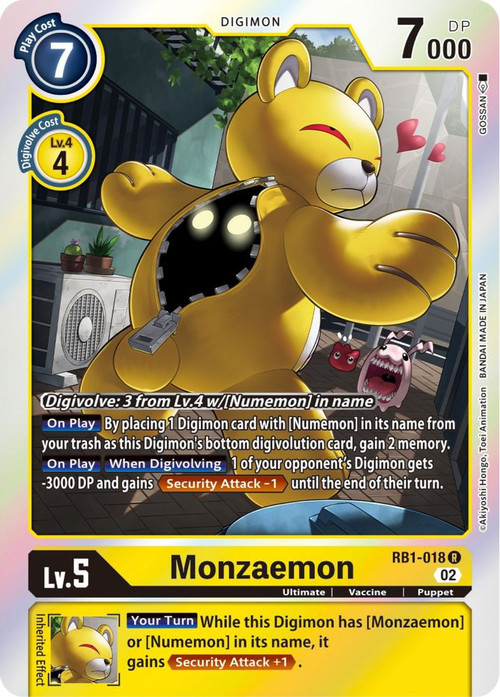 Digimon Trading Card Game Resurgence Booster Single Card Rare Monzaemon RB1-018 - ToyWiz Digimon Trading Card Game Resurgence Booster Single Card Rare Monzaemon RB1-018 - ToyWiz
