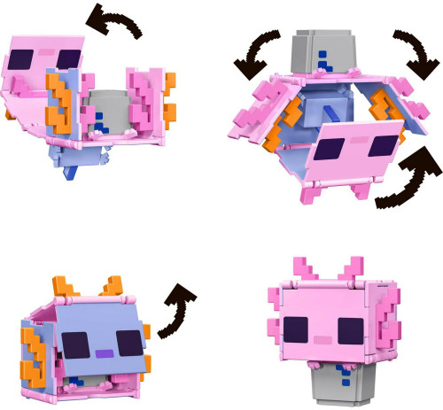 Minecraft Flippin Figs Alex Alex in Leather Armor Pink Axolotl