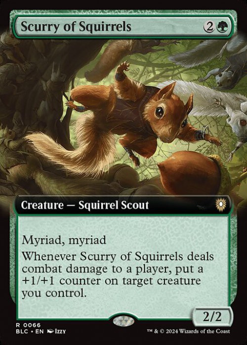 mtg cards that make squirrels Magic The Gathering Bloomburrow Commander Single Card Rare Scurry of  Squirrels 66 Extended Art
