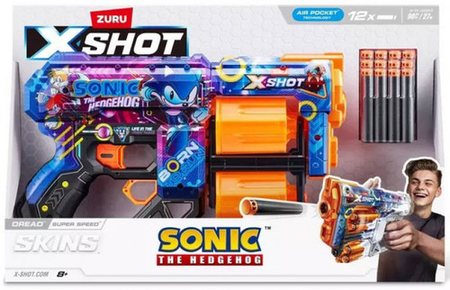 Sonic The Hedgehog X-Shot Skins Dread Super Speed Blaster 12 Darts