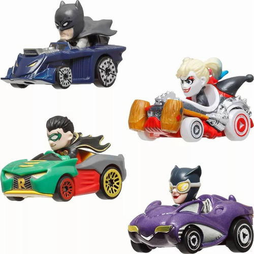 Hot Wheels RacerVerse DC Batman, Harley Quinn, Robin Catwoman Die