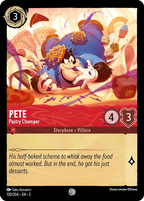 pete lorcana card Disney Lorcana: Rise of the Floodborn - - Bad Guy - 88/204 - Rare Steel Card Type Disney Lorcana TCG Pete 86/204