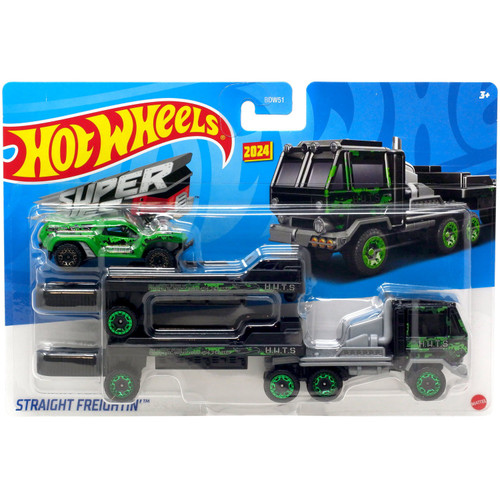 Hot Wheels Super Rigs Straight Freightin Diecast Car Black Green