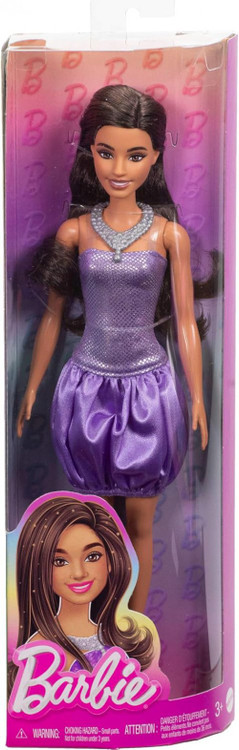 Barbie Fashionistas Barbie 13.25 Doll Brown Hair Sequined Purple Bubble  Dress Mattel - ToyWiz