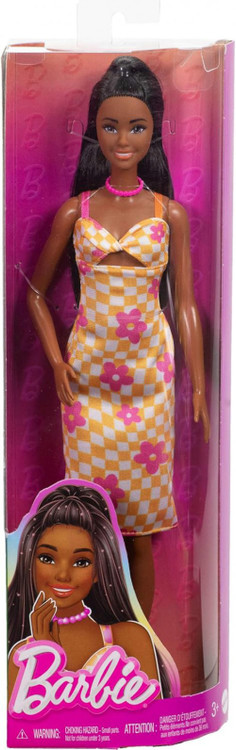 Barbie Fashionistas Barbie Doll Black Hair Checkered Orange