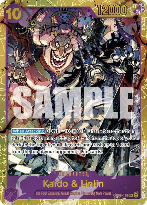 secret rare kaido card One Piece Trading Card Game Two Legends Secret Rare Kaido & Linlin OP08-119