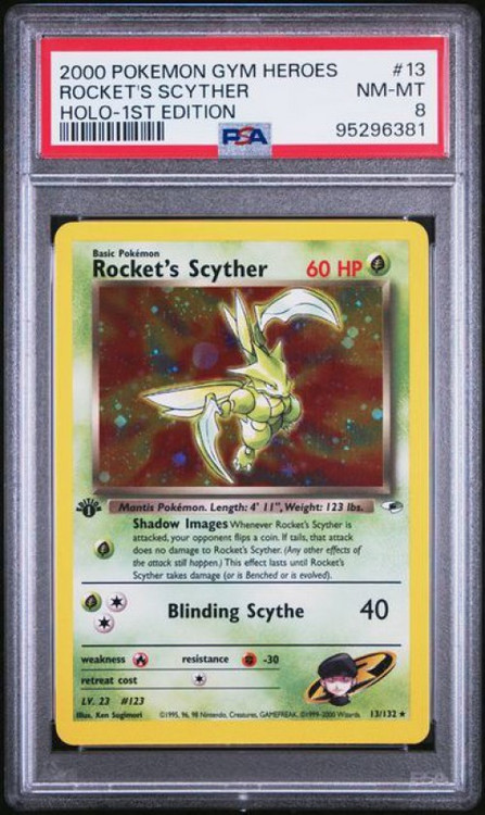 Pokemon Gym Heroes Single Card Holo Rare Rockets Scyther 13 PSA 8