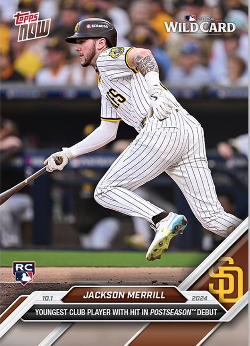 MLB 2024 NOW Baseball Single Card Jackson Merrill, Holliday Chourio Exclusive 62 Rookies A B C Youngest In The Mlb Its The Jackson 3 Rookies