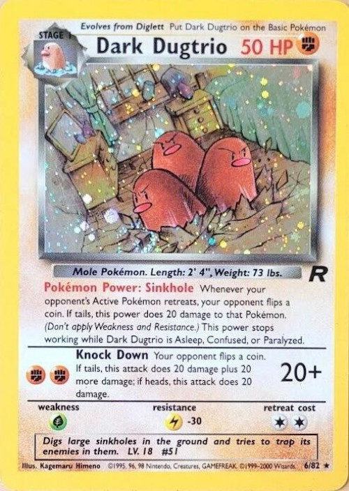 Pokemon Team Rocket Single Card Holo Rare Dark Dugtrio 6 Lightly