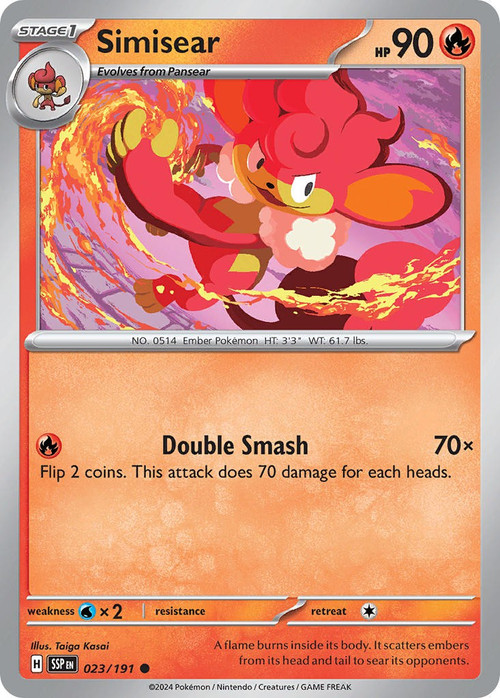 pokemon card simisear V & VSTAR - 023/159 - Crown Zenith Placeholder Image Provided Simisear - 23/147 - Uncommon