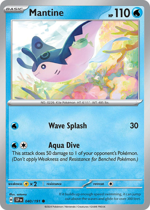 pokemon mantine card 052/202 | Uncommon Reverse Holo | Sword & Shield (Base Se Water Water Mantine Uncommon – Gold, Silver,