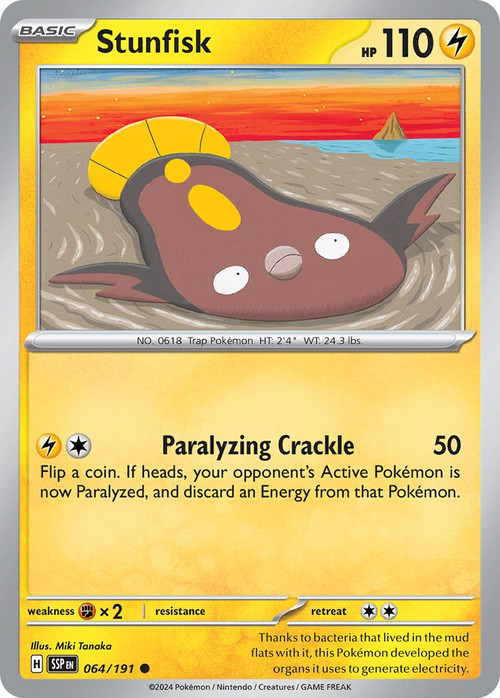 pokemon card stunfisk PSA 10 #113 Super Electric Breaker SV8 Japanese [Fighting] x2 Retreat Cost Stunfisk - 118/086