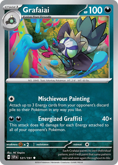 Pokemon Trading Card Game Surging Sparks Single Card Uncommon Grafaiai 121  - ToyWiz