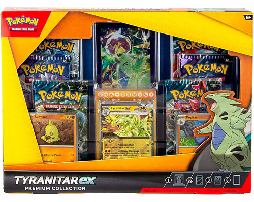 Pokemon Scarlet & Violet Tyranitar ex Exclusive Premium Collection [6  Booster Packs, 3 Foil Cards, 65 Card Sleeves & More]