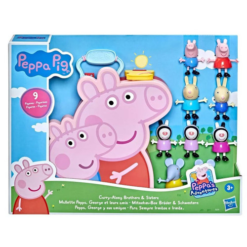 Peppa Pig Carry-Along Brothers Sisters Exclusive 9-Figure Playset