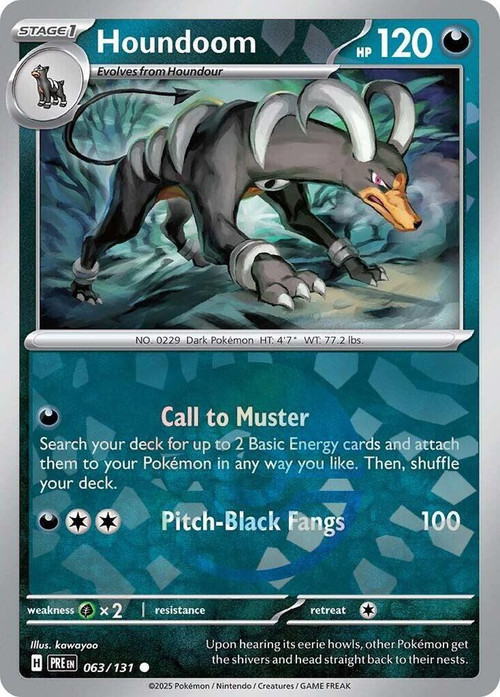 Pokemon Trading Card Game Prismatic Evolutions Common Houndoom #63 [Poke  Ball Pattern]