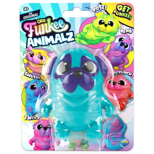 Funkee Animalz Pug Blue 4.5 Stretchy Figure ORB Toy Company - ToyWiz