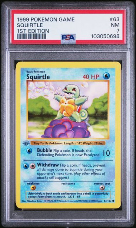 Nintendo Pokemon Trading Card Game Base Set Single Card Squirtle PSA 7 - First Edition - Grey Stamp - ToyWiz Nintendo Pokemon Trading Card Game Base Set Single Card Squirtle PSA 7 - First Edition - Grey Stamp - ToyWiz