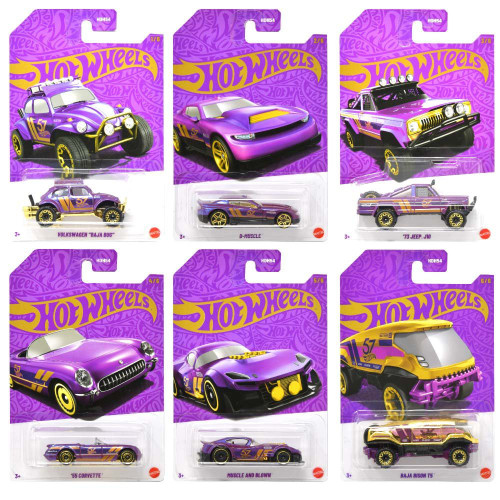 Hot Wheels 2025 Purple Gold 2025 Pearl Chrome 164 Set of 6 Diecast
