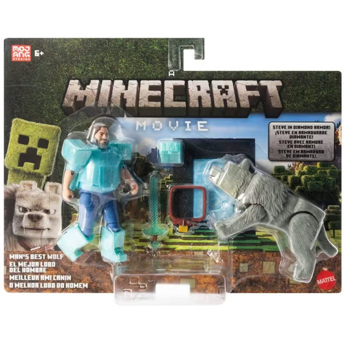 A Minecraft Movie Steve Dennis Action Figure 2-Pack Mans Best
