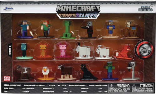 25 ⚜️ Lot 12 Figurines Minecraft Caves & Cliffs - Nano Metalfigs - Métal - Neuf
