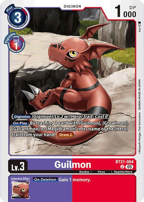 digimon guilmon card [ST7-03] (2022 Store Participant) [Starter Deck: Gallantmon Promos] this Digimon gains [Rush] for the turn. Gift idea) Digimon Guilmon collectable