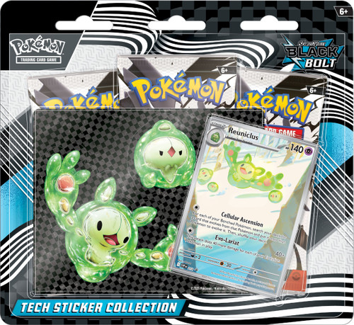 pokemon reuniclus card Scarlet Violet Black Bolt Tech Sticker Collection 3 Booster Packs, Foil Promo Sticker Pokemon USA Captured in a crystal Pokemon TCG - s12 -