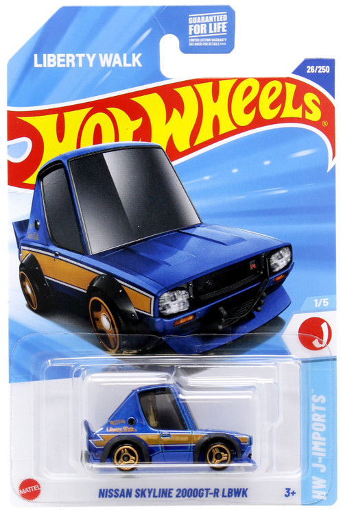 Hot Wheels Nissan Skyline 2000GT-R LBWK: Modello 1:64 HW J-Imports, Blu Oro Metallizzato, Card Corta, Collezionismo - 4