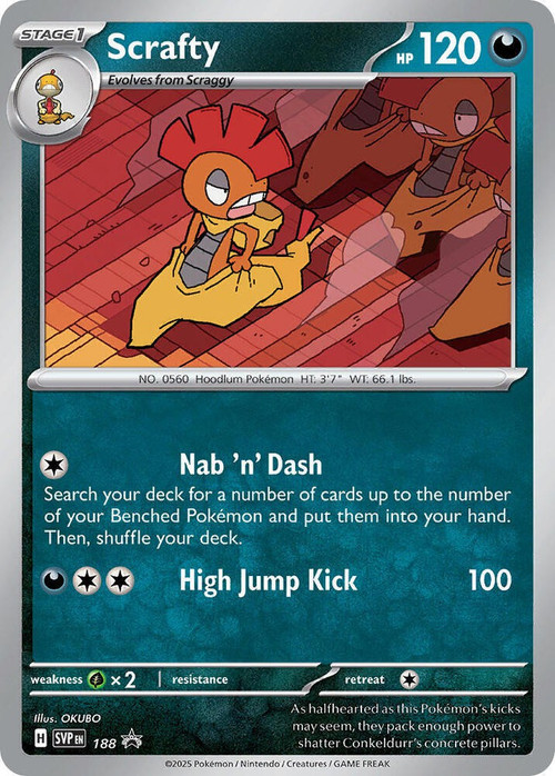 Pokemon Scarlet Violet Single Card Scrafty SVP188 - ToyWiz