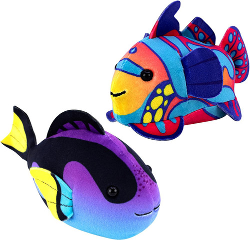 Zhu Zhu Aquarium Mandarin Blue Tang Interactive Plush Fish 2-Pack