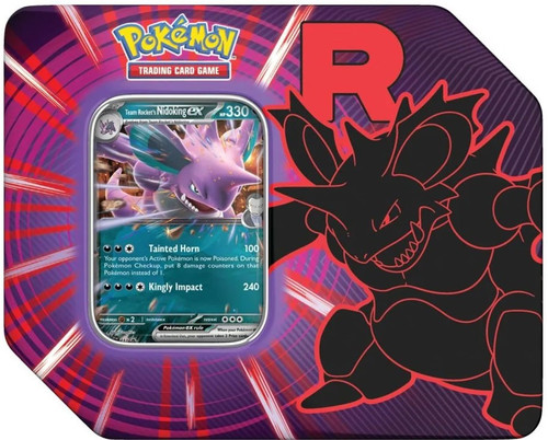 pokemon trading card game nidoking Pokemon Scarlet & Violet Destined Rivals Team Rocket's Nidoking ex Tin Set  [5 Booster Packs & Promo Card]