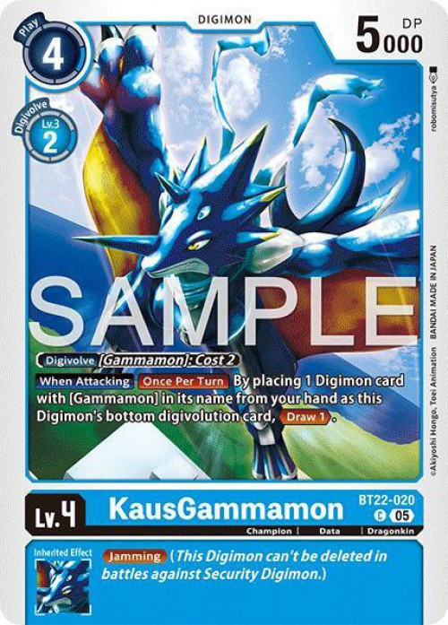 Digimon Trading Card Game Cyber Eden Single Card Common KausGammamon BT22-020 - ToyWiz Digimon Trading Card Game Cyber Eden Single Card Common KausGammamon BT22-020 - ToyWiz