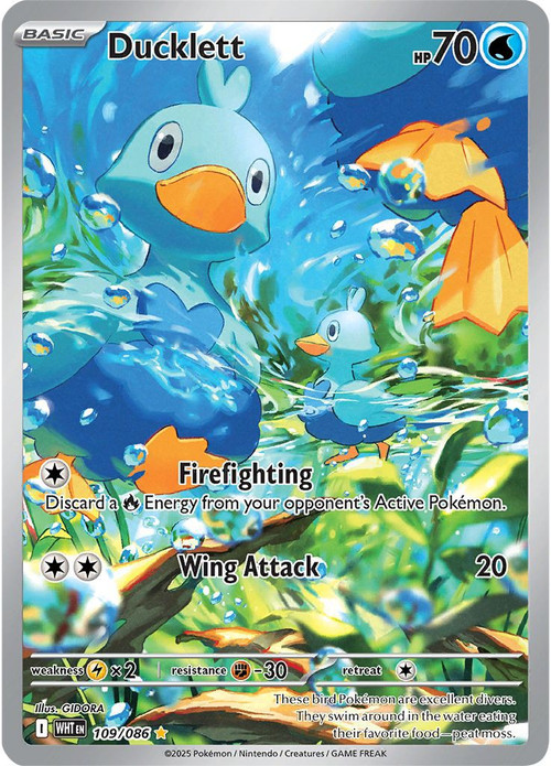 pokemon tcg pocket promo card 109 Pokemon Trading Card Game White Flare Single Card Illustration Rare  Ducklett 109