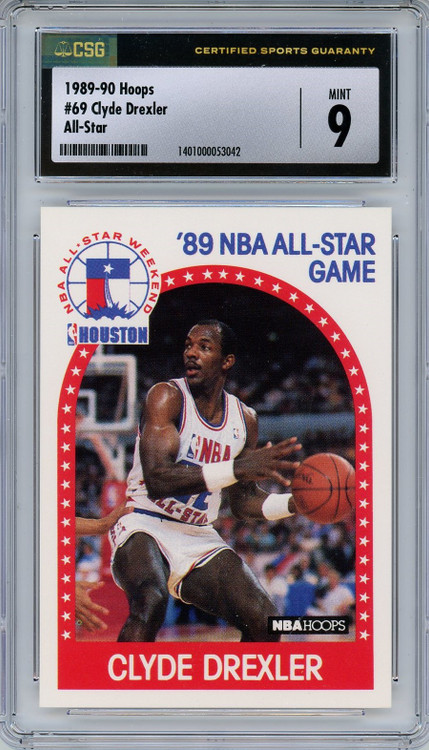 NBA 1989-90 Hoops Single Card All-Star Clyde Drexler 69 CSG 9 - ToyWiz