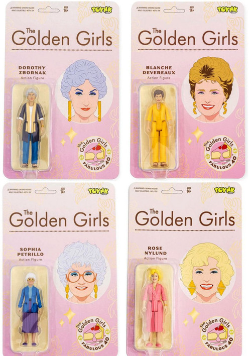 Golden Girls Retro Rose, Dorothy, Blanche Sophia 3.75 Set of 4 Action Figures ToyNK Toys LLC - ToyWiz Golden Girls Retro Rose, Dorothy, Blanche Sophia 3.75 Set of 4 Action Figures ToyNK Toys LLC - ToyWiz
