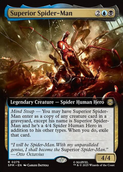 most expensive mtg spider man cards Magic The Gathering Marvel Single Card Rare Superior Spider-Man 275  Extended Art FOIL