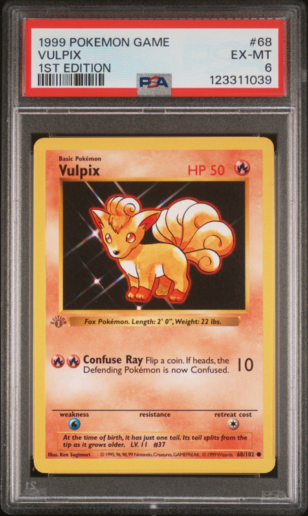 Pokemon Base Set Single Card Common Vulpix 68 Shadowless 1st