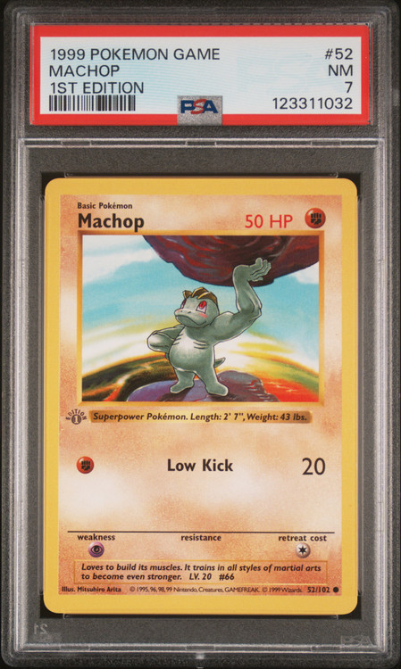 Pokemon Base Set Single Card Common Machop 52 Shadowless 1st